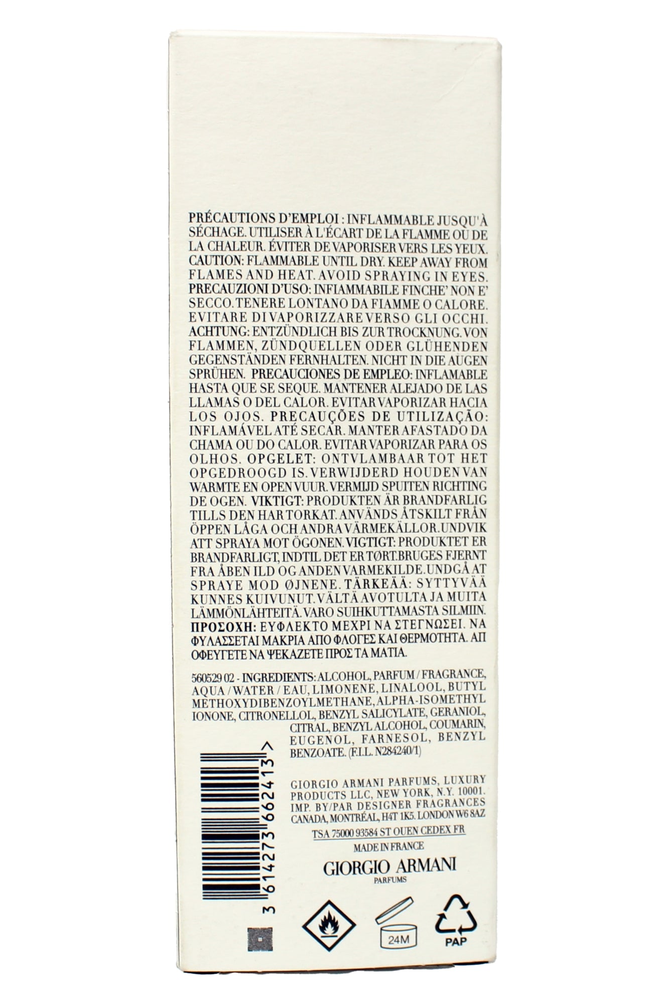 Giorgio Armani Acqua Di Gio Eau De Parfum Recharge Refill 5.1 Fl Ounce