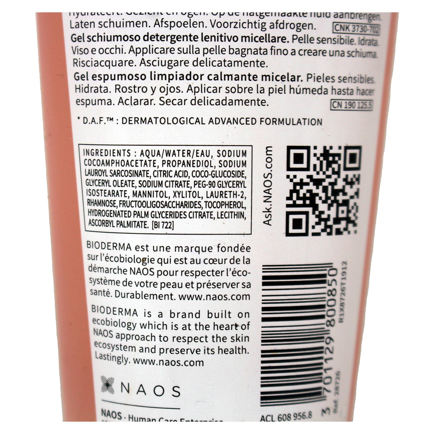 Bioderma Sensibio Foaming Gel, 3.40 oz, Cleansing Gel for Sensitive Skin