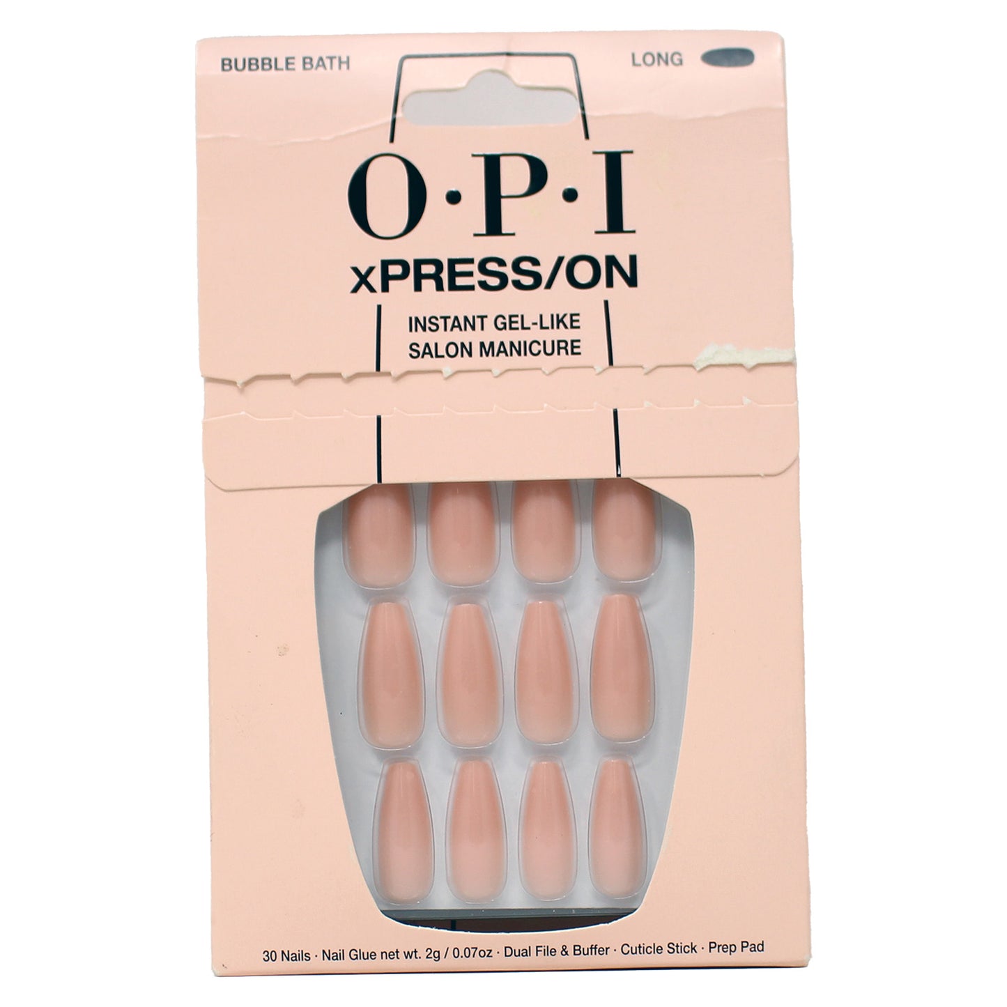 OPI xPRESS/ON Press On Nails, Long Neutral Coffin Shape, Bubble Bath