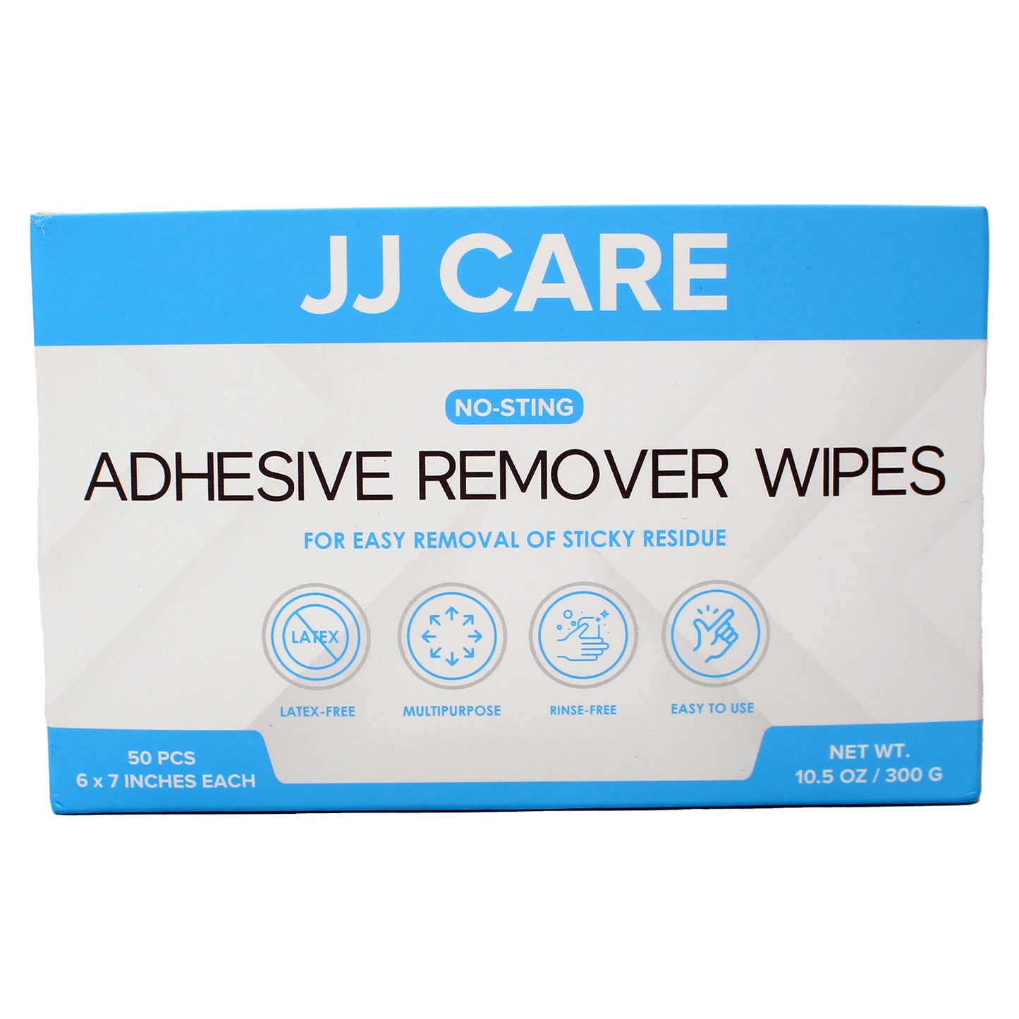 JJ CARE Adhesive Remover Wipes, 6"x7", Pack of 100