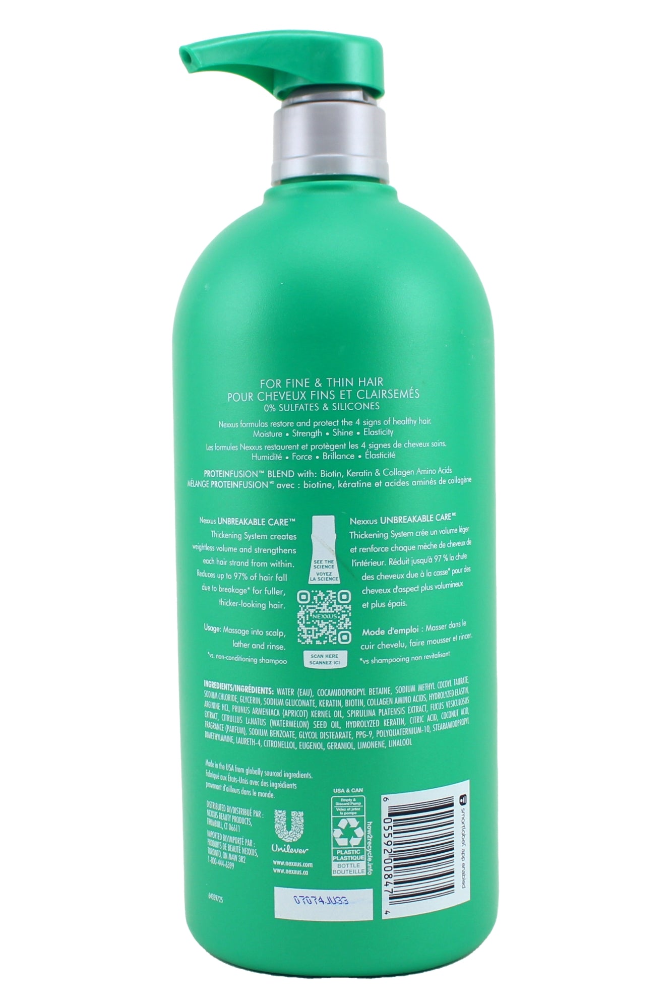 Nexxus Unbreakable Care Thickening System XX Porten Fusion Shampoo 32 Ounces