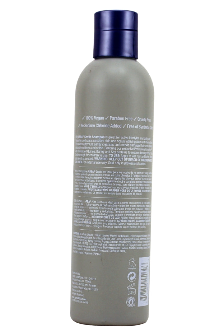 Abba Gently Shampoo With Cherry Bark and Aloe Nourish and Calms Sensitive Skin and Scalps 8 Fl Ounce