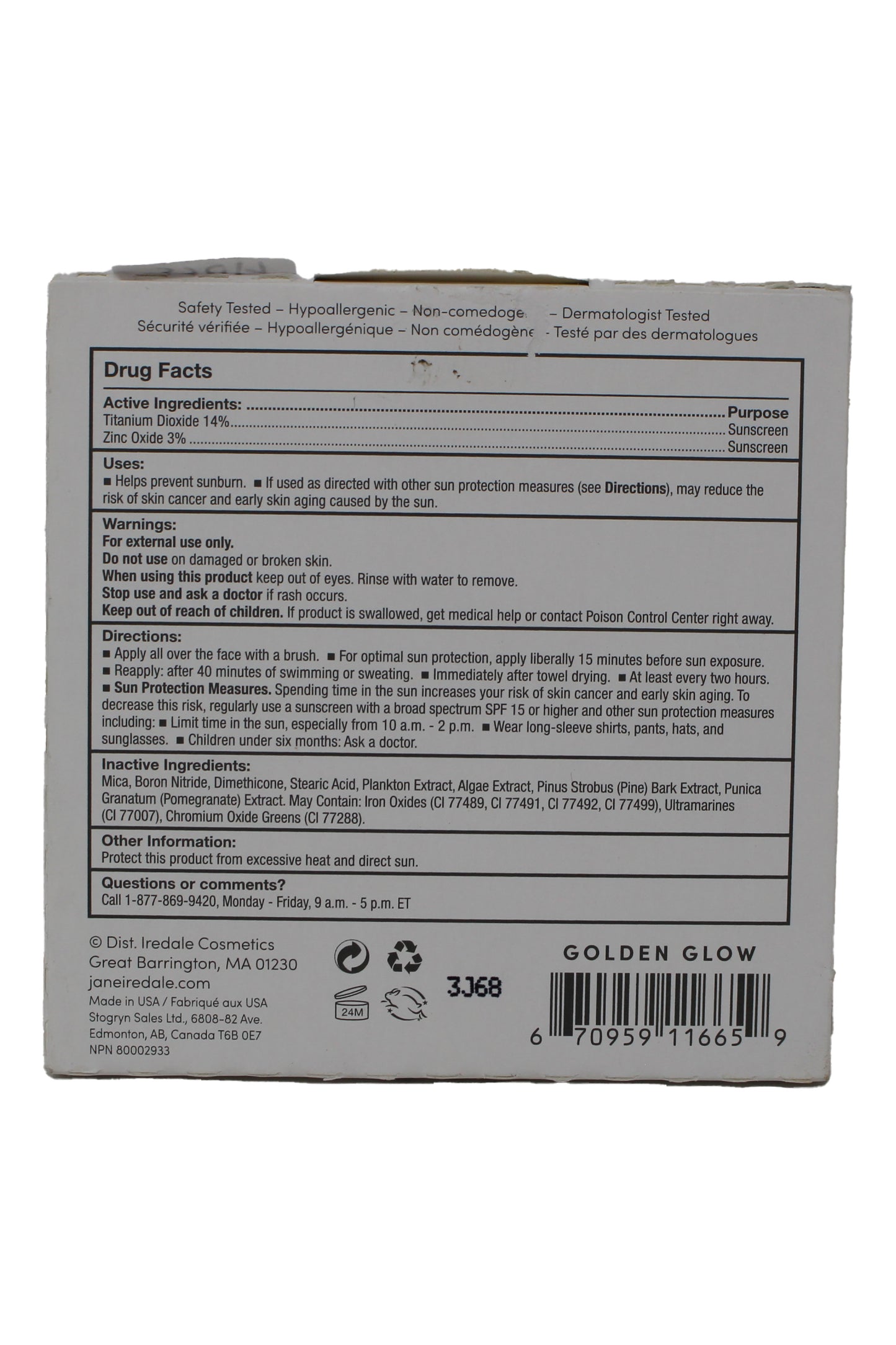 Jane Iredale PurePressed Base Mineral Foundation Refill Golden Glow 0.35 Ounces