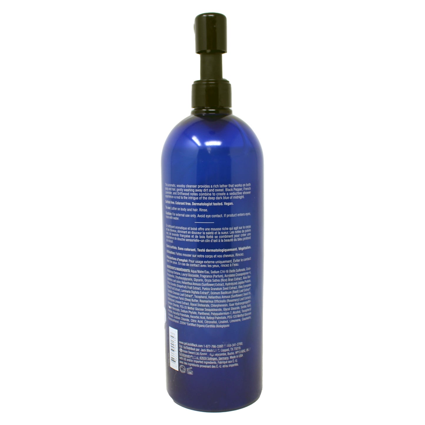 Jack Black Blue Midnight Body and Hair Cleanser Black Pepper and Lavender 33 Fl Ounce