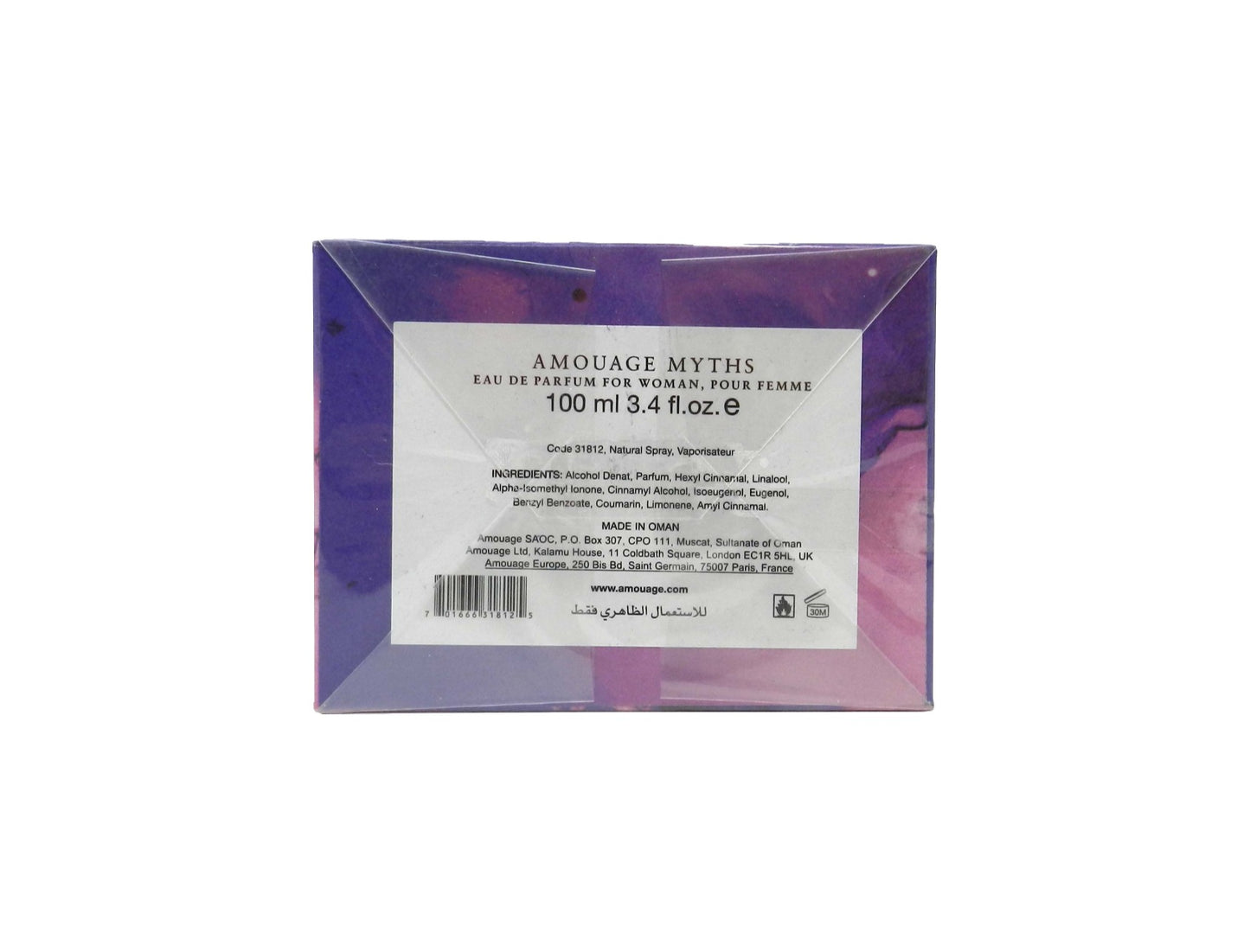 Amouage Myths Eau De Parfum For Women 3.4 Ounces