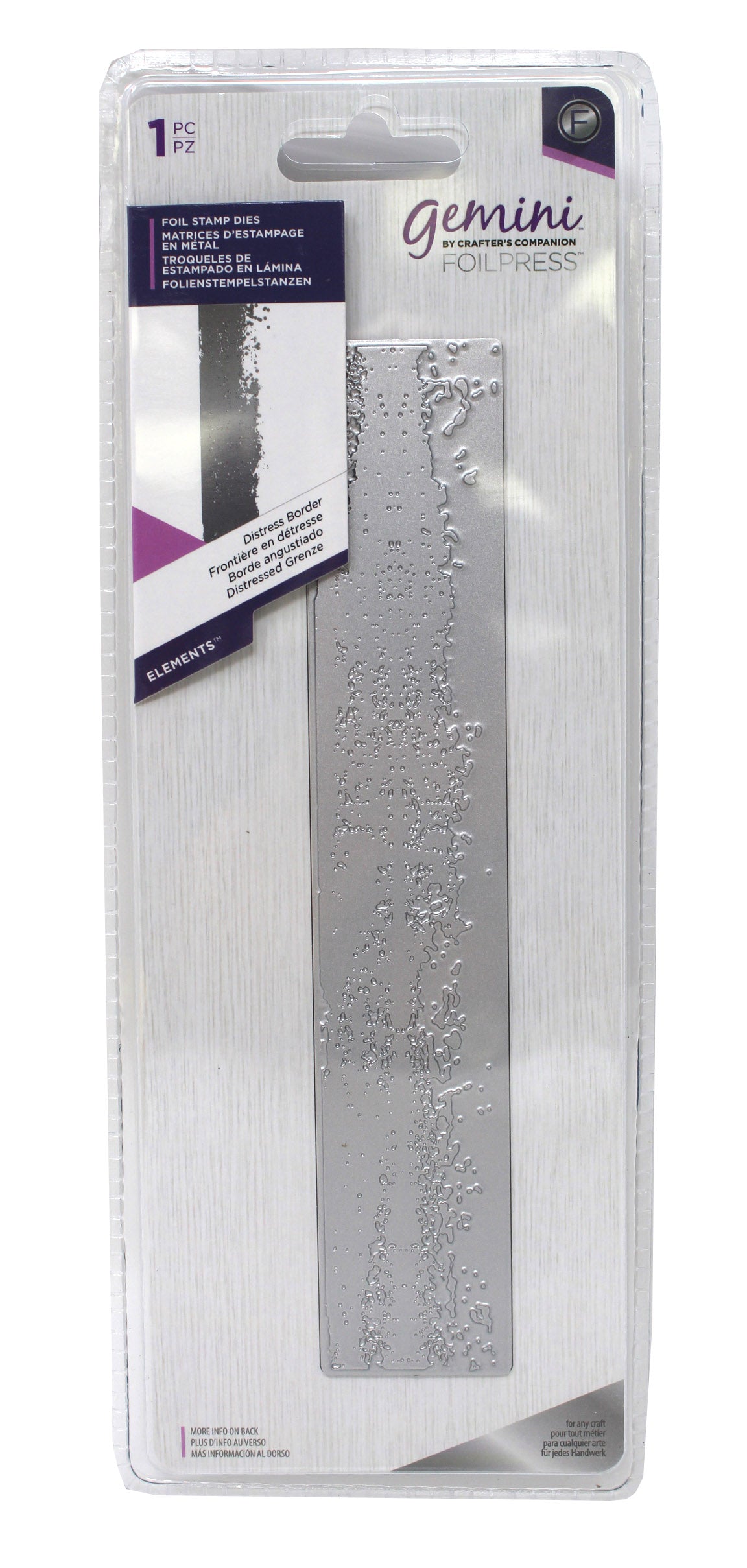 Crafters Companion Gemini Foilpress Foil Stamp Die Distress Border 1 Piece