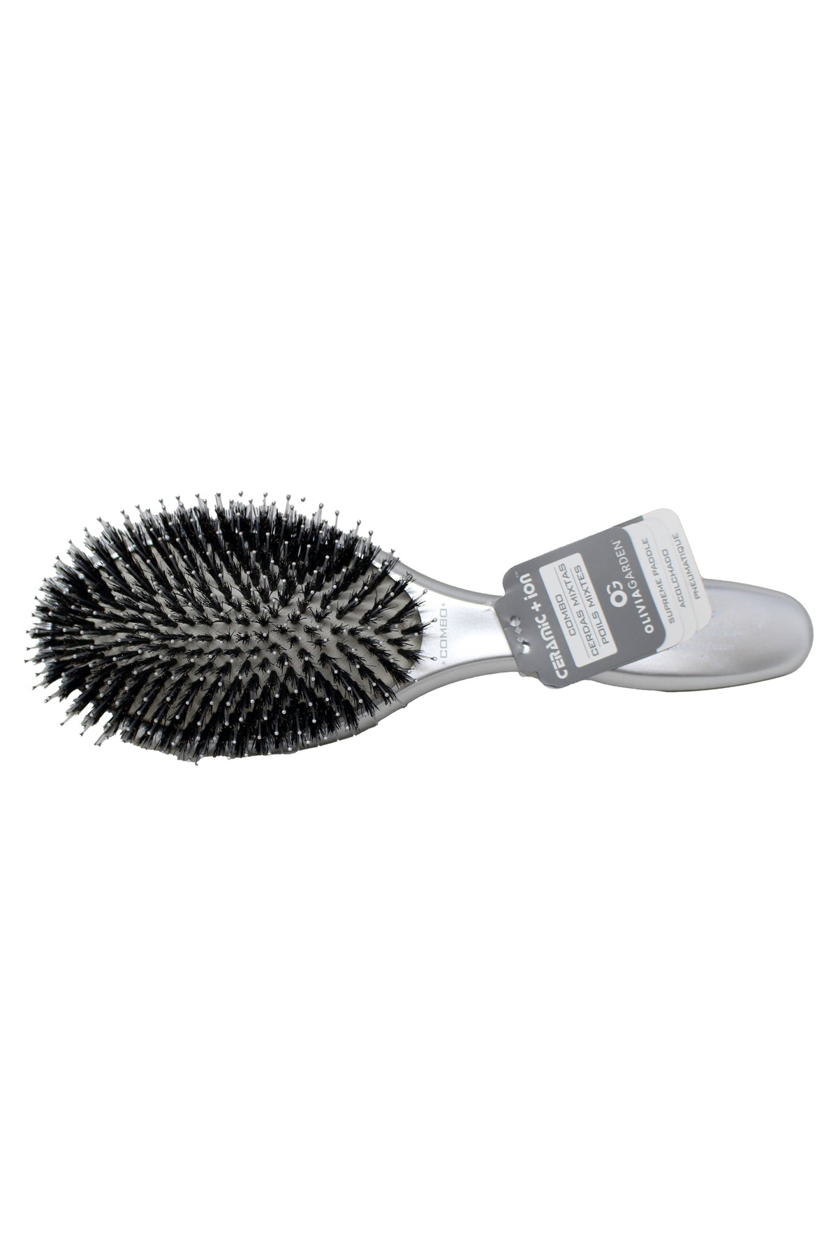 Olivia Garden Ceramic + Ion Supreme Boar + Ionic Bristle Paddle Brush Grey