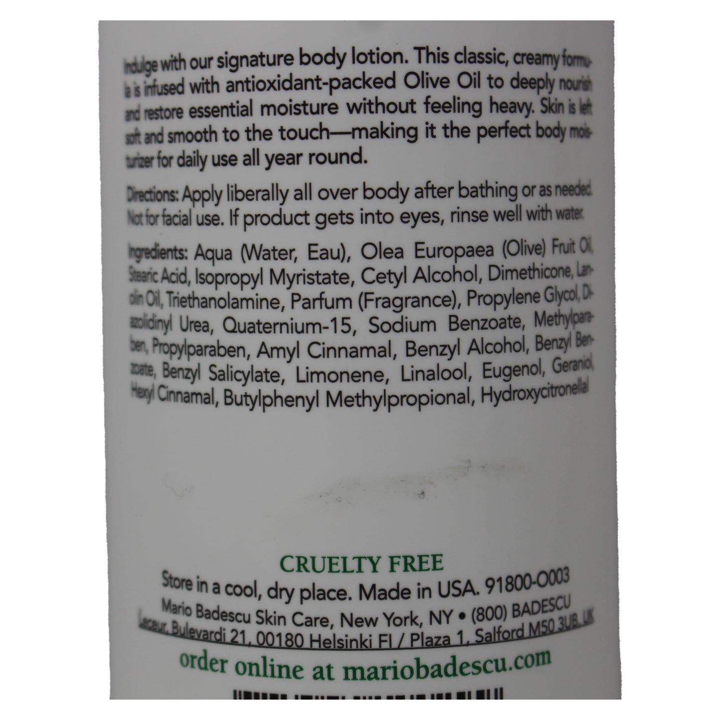 Mario Badescu Super Rich Olive Body Lotion For All Skin Types 16 Ounces