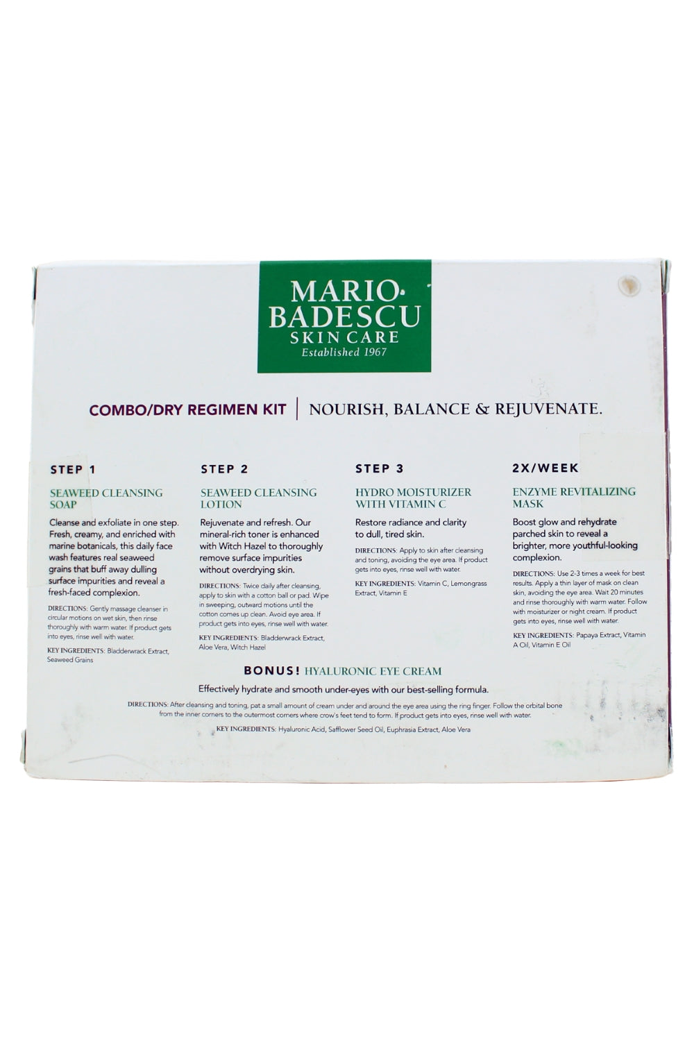 Mario Badescu Combo/Dry Regimen 5 Piece Skincare Set