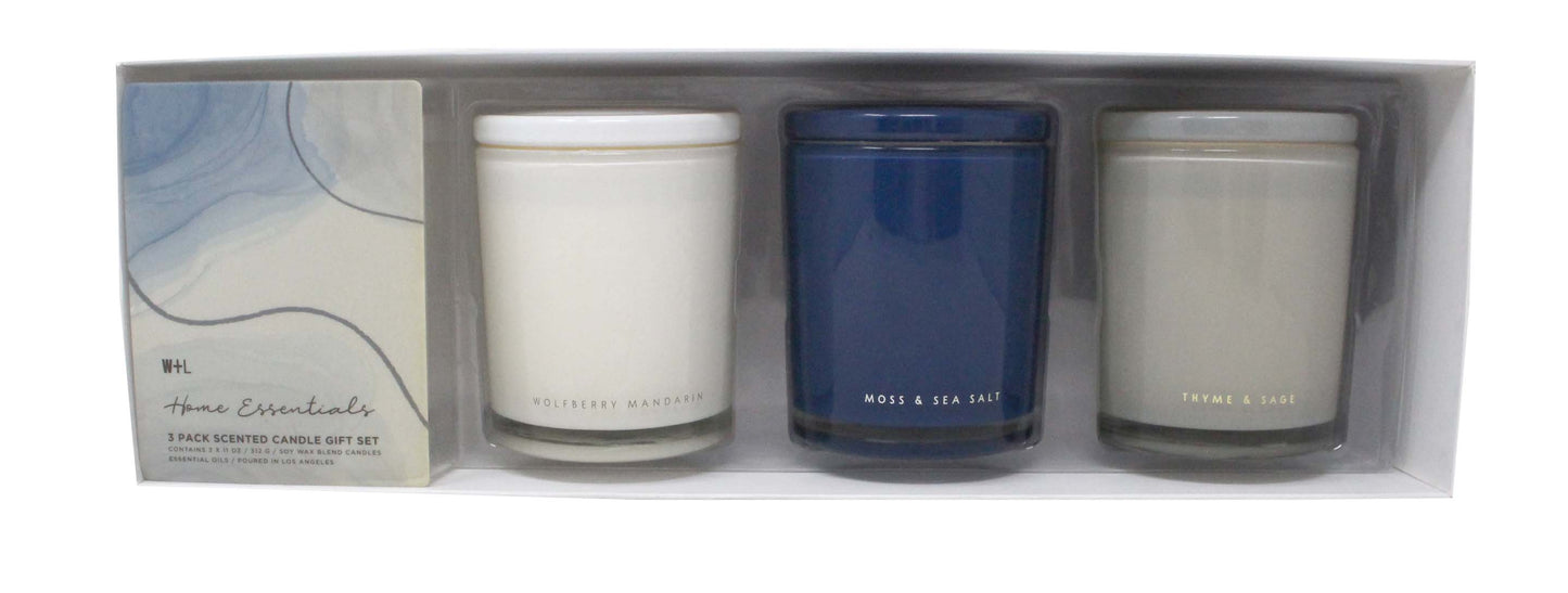 Wolf + Lamb Home Essentials 3 Pack Scented Soy Candle Gift Set 11oz