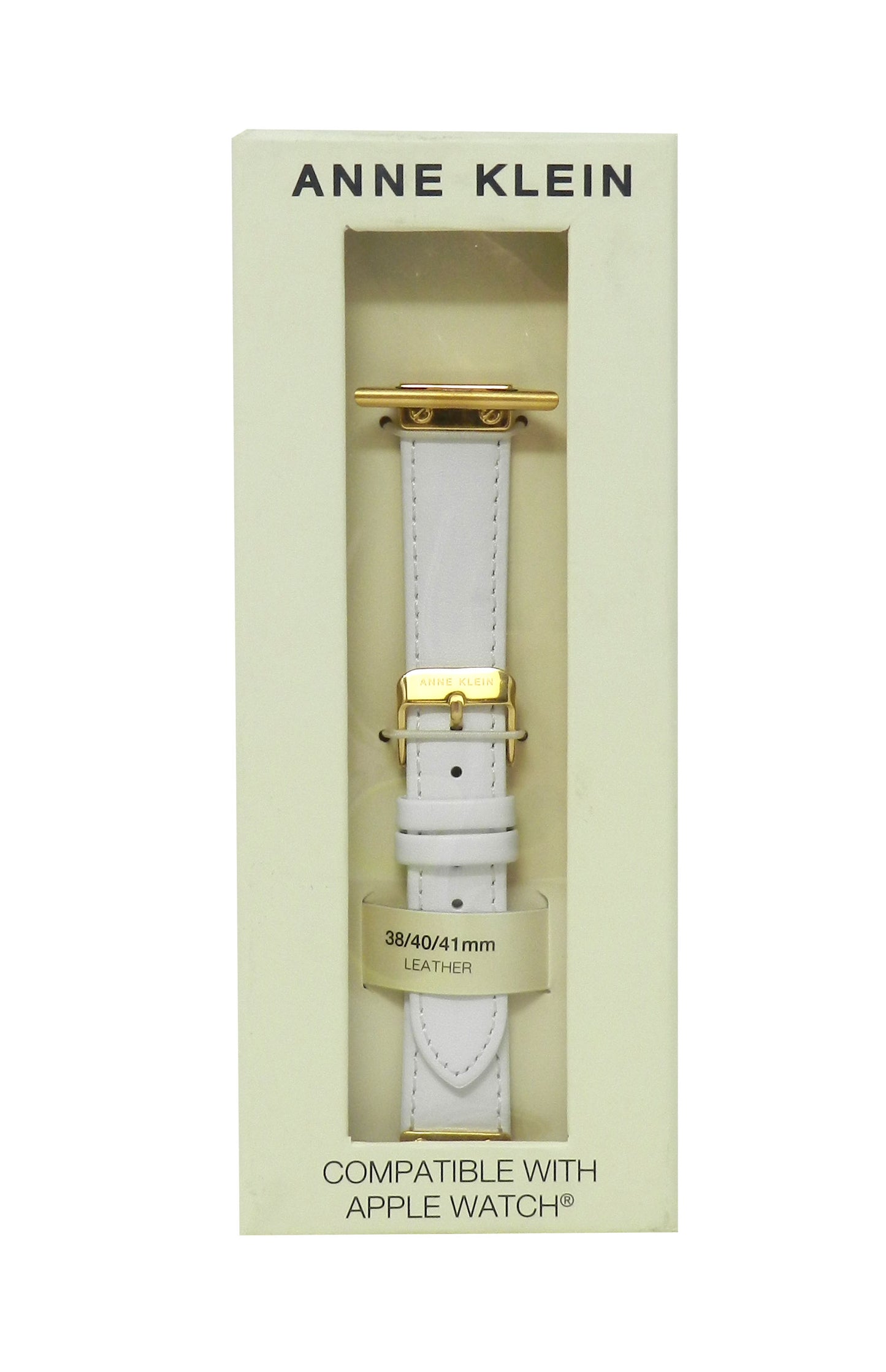 Anne Klein Fashion Leather Band For Apple Watch White/Gold 38/40/41MM