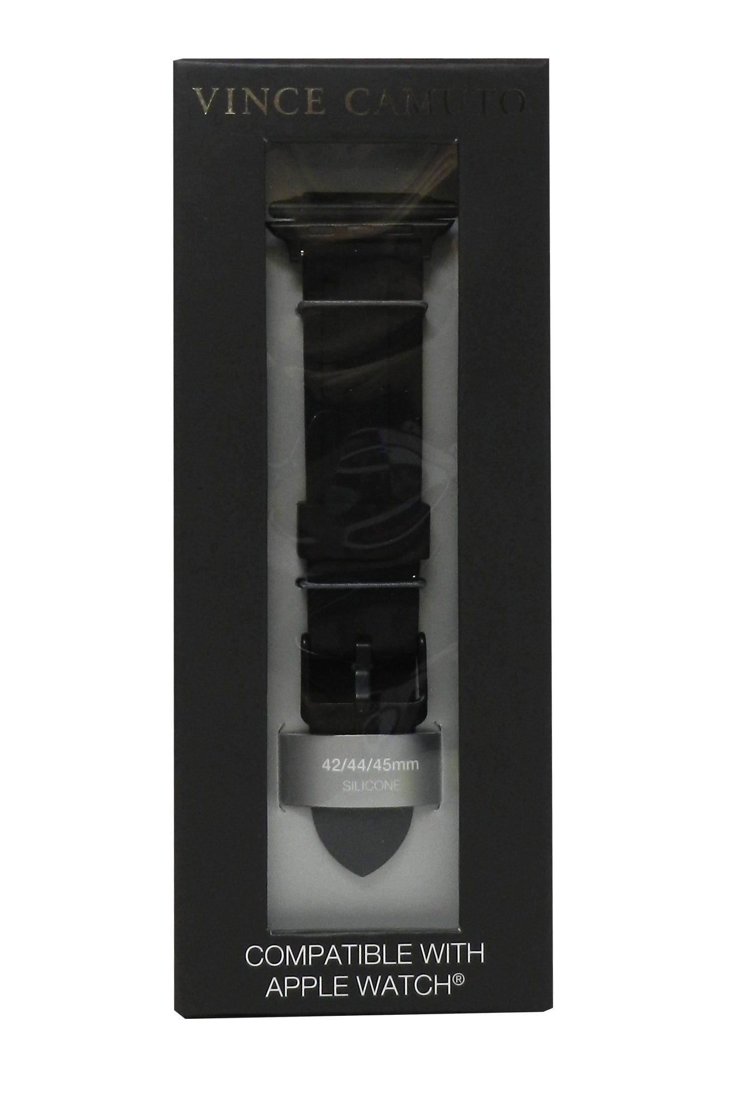 Vince Camuto Fashion Silicone Band For Apple Watch Black 42/44/45MM