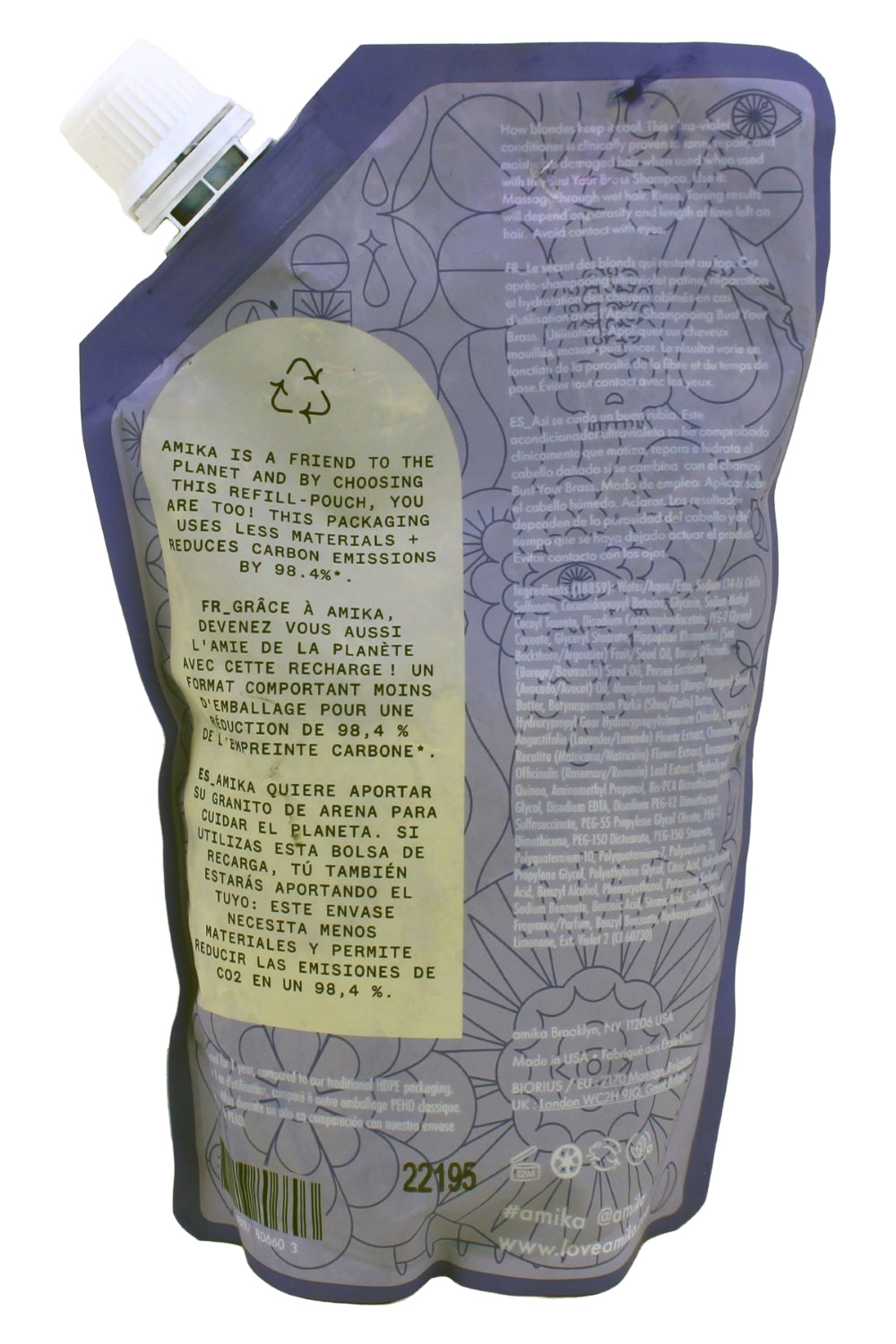 Amika Bust Your Brass Cool Blonde Repair Conditioner Refill 16.9 Fl Ounce