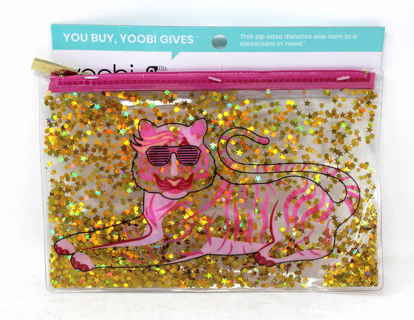 Yoobi Gold Glitter Tiger Pencil Pouch 1 Count
