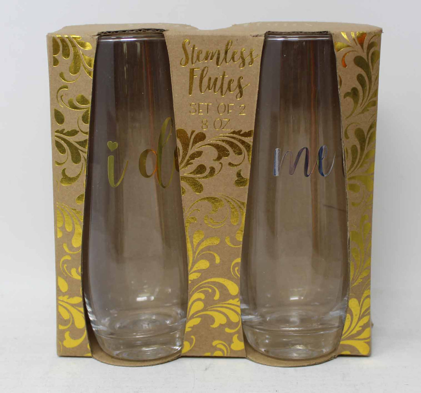 TMD Holdings 'I Do, Me Too' Stemless Flutes 8 oz, 2 Count