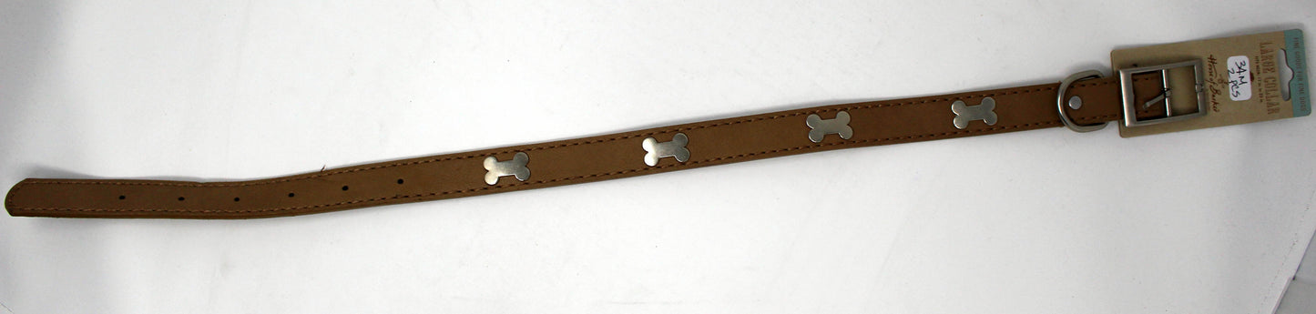 House of Barker Large Leather Stud Collar Tan