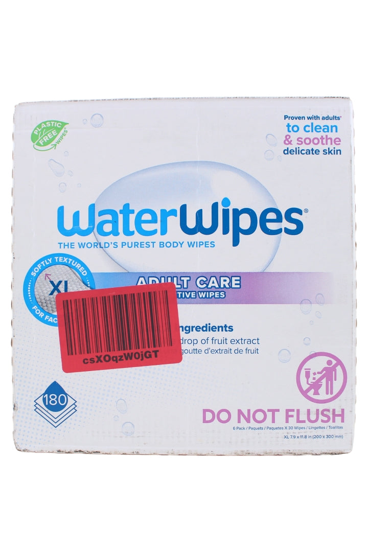 WaterWipes Adult Care Sensitive Wipes 180 Count (6 Packs)
