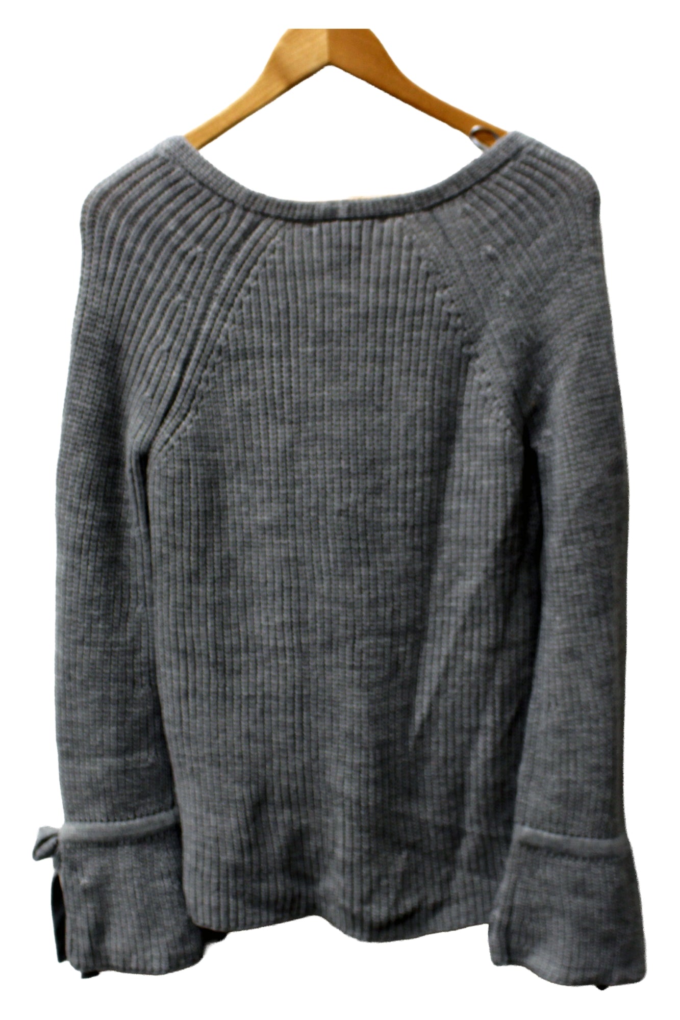 American Rag Juniors Tie Trim Bell Sleeved High Low Sweater Light Heather Gray Small