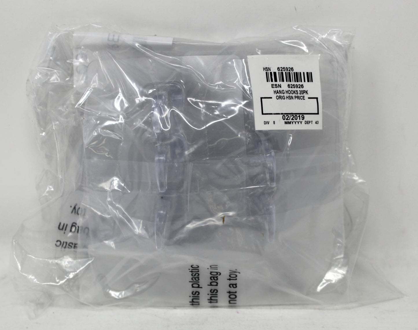 Clear Hanging Hooks Large & Small 20 Count