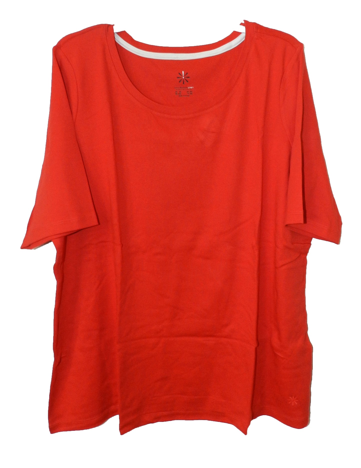 Isaac Mizrah Live! Essentials Pima Cotton Elbow Sleeve Top Firecracker Red 2X