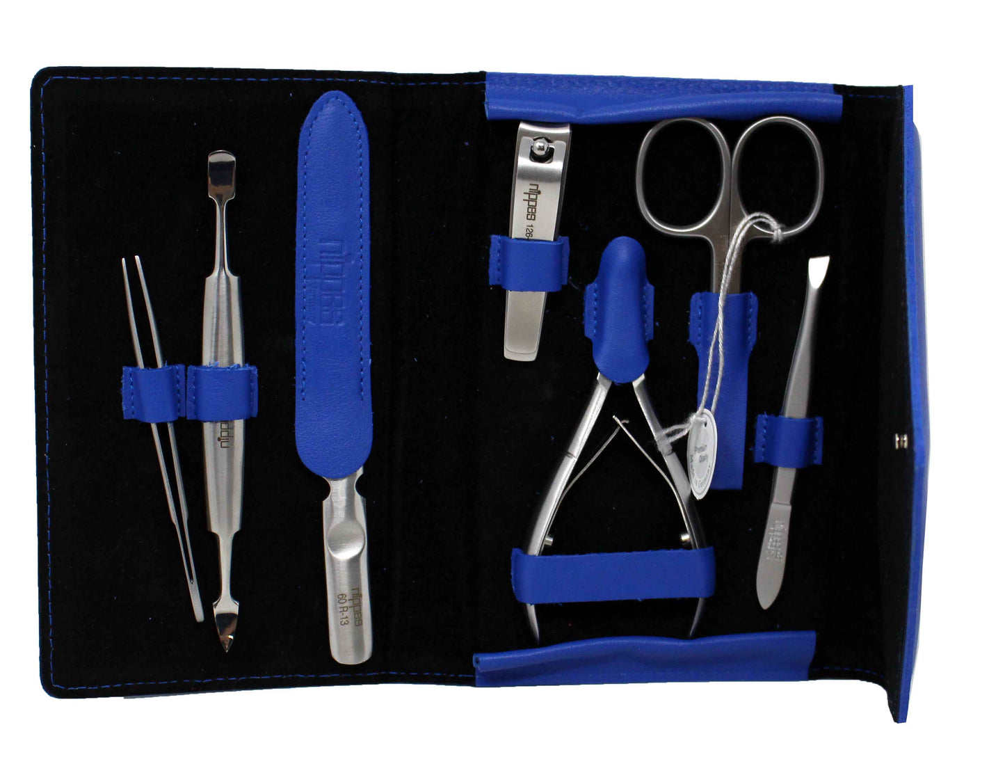 Nippes Solingen Premium Manicure Set 7 Piece Blue Leather Case