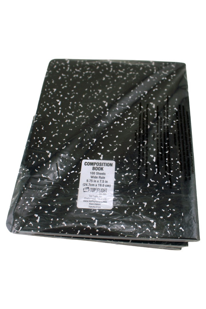 Top Flight Marble Composition books 100 Sheets 3 pack Black