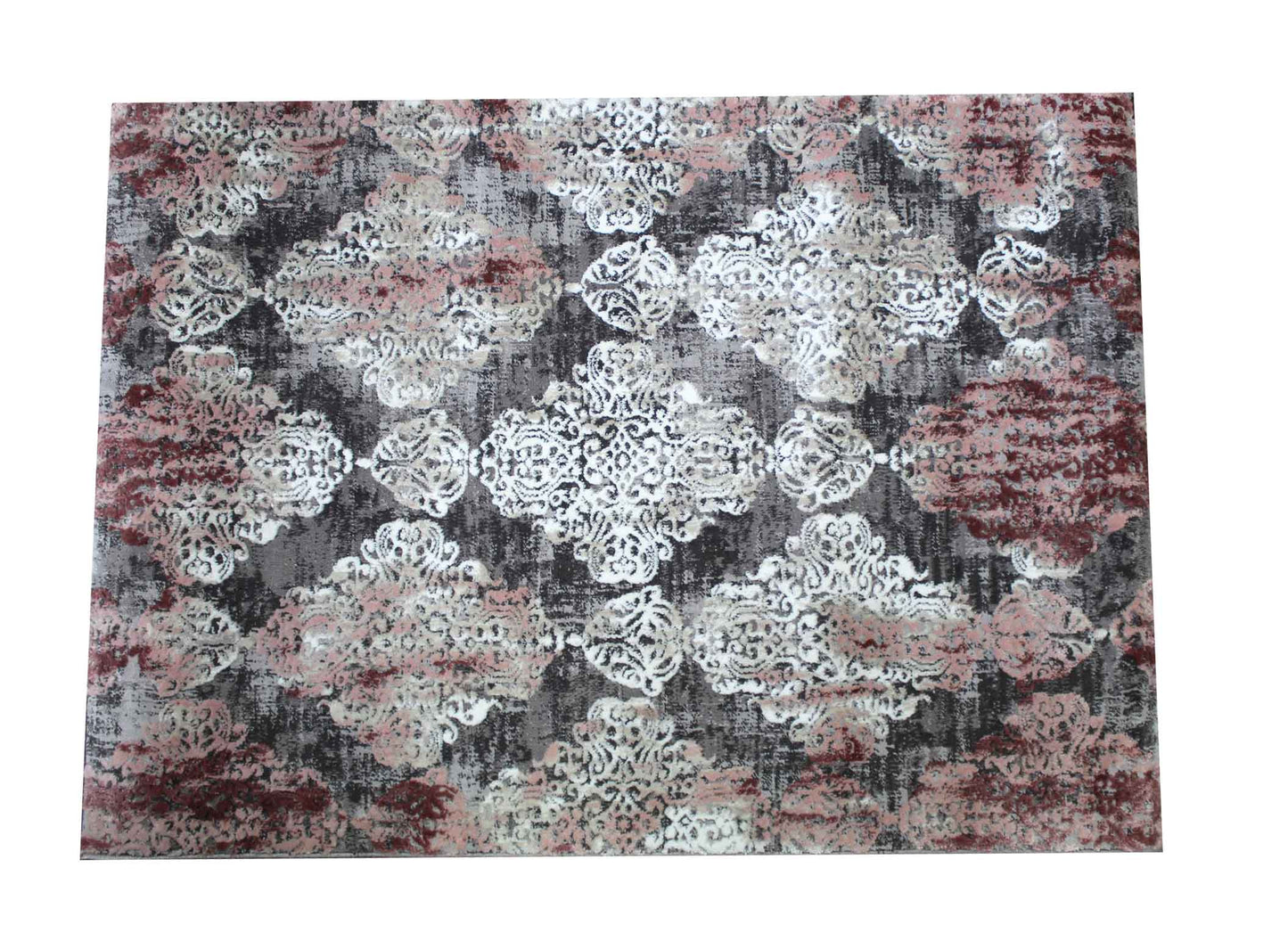 Tufted Oriental Grey/Pink Soft Synthetic Rug 2" X 3" Feet