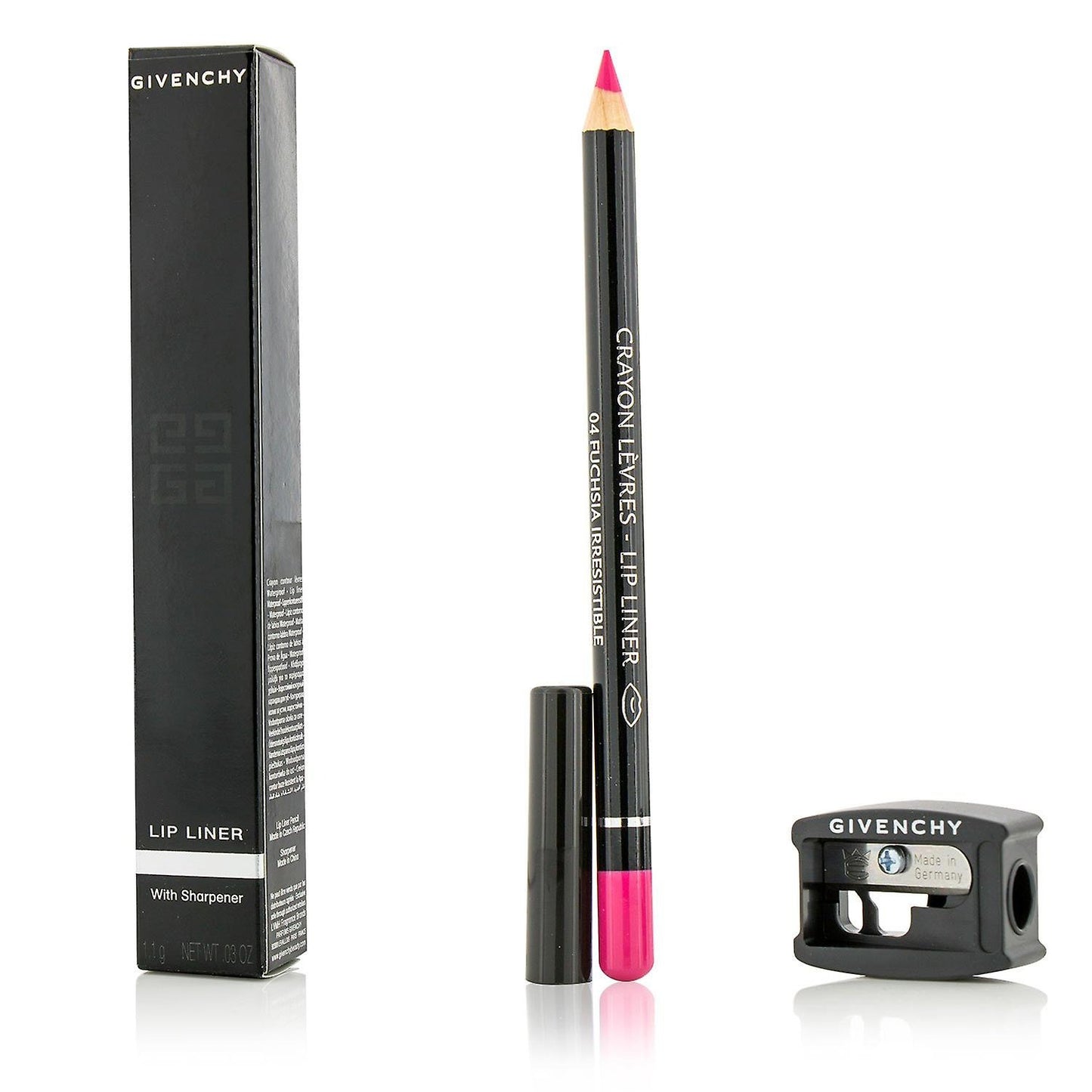 Set Givenchy: Givenchy, Waterproof, Lip Liner, 04, Fuchsia Irresistible, 1.1 g + Eye Pencil Sharpener, Black