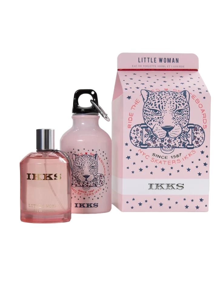 Set Ikks: Little Woman, Eau De Toilette, For Women, 100 ml + Little Woman, GWP Glass Water Bottle, Pink