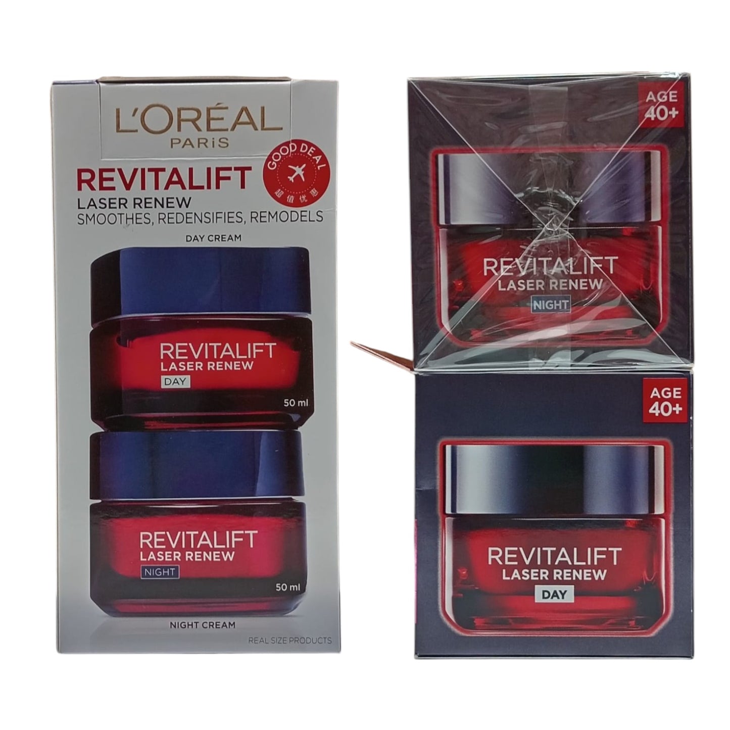 Set L'Oreal Paris: Revitalift Laser Renew, Hyaluronic Acid, Anti-Ageing, Day, Cream, For Face, 50 ml + Revitalift Laser Renew, Hyaluronic Acid, Anti-Ageing, Day, Cream, For Face, 50 ml