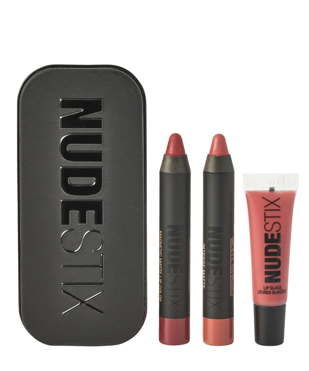 Set Nudestix: Red Hot Lips Mini Kit Royal, Cream Lipstick, Burgundy, 2.5 ml + Red Hot Lips Mini Kit Royal, Cream Lipstick, 04, Nude, 2 ml