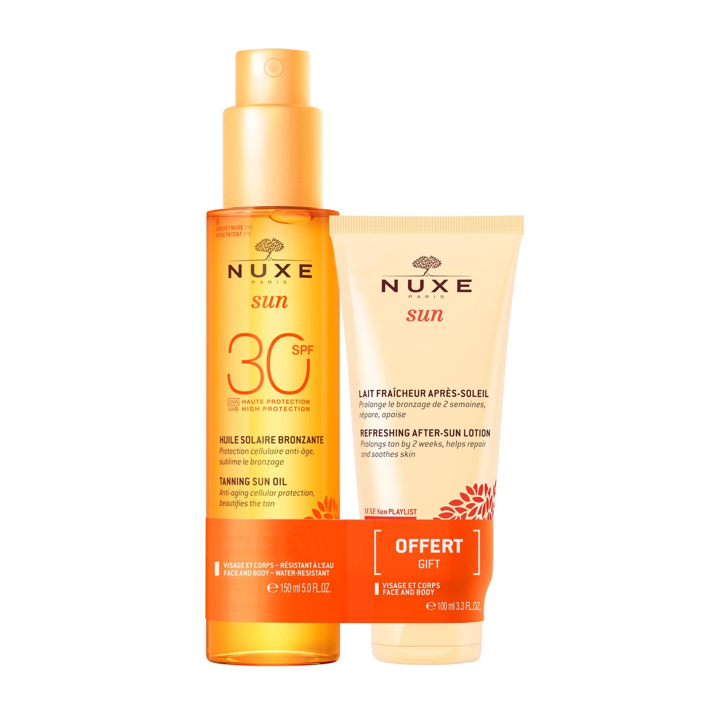 Set Nuxe: Sun, Anti-Ageing, Tanning Oil, SPF 30, 150 ml + Sun, Sun Protection, After-Sun Lotion, 100 ml
