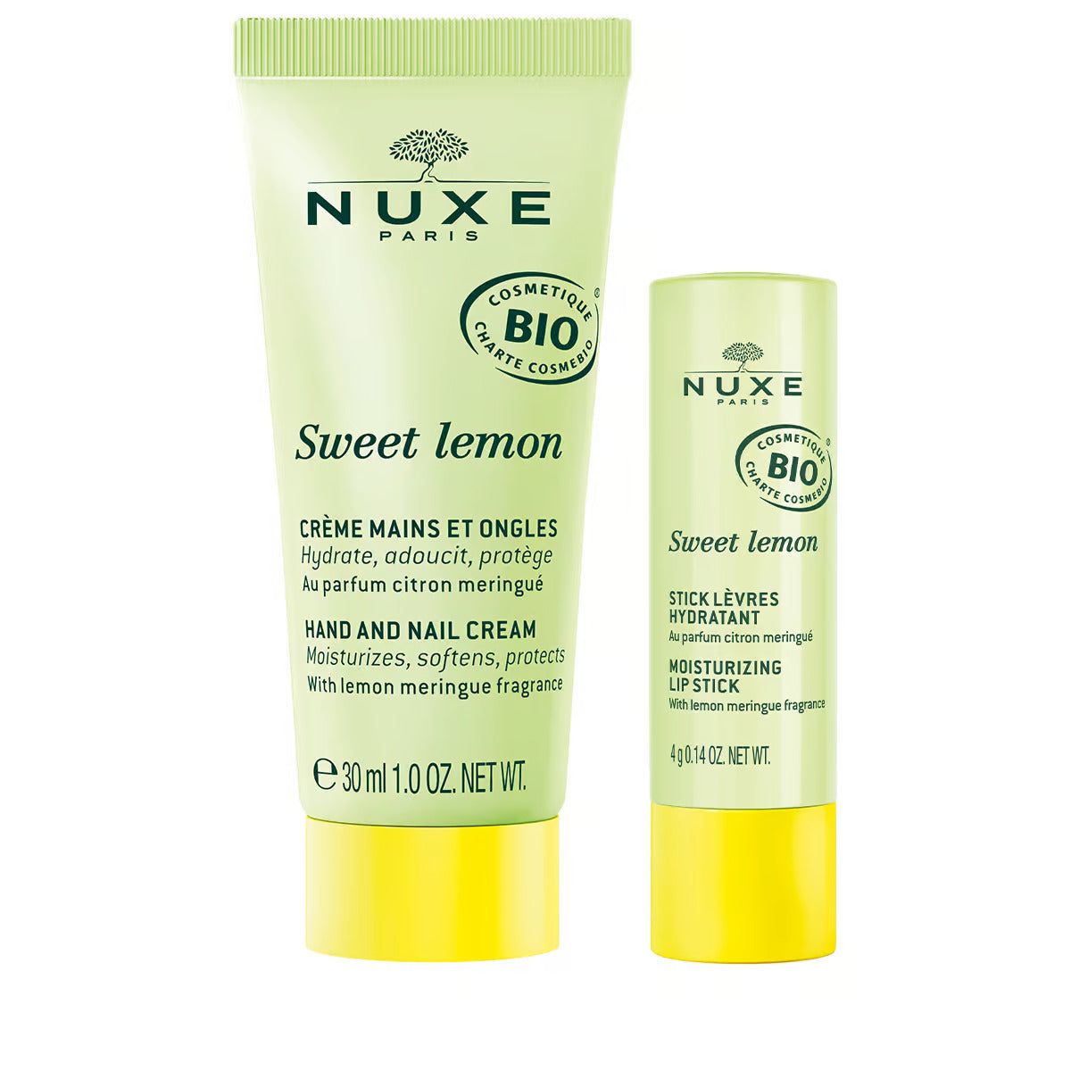 Set Nuxe: Sweet Lemon, Moisturizing, Hand Cream, 30 ml + Sweet Lemon, Lip Balm, 4 g