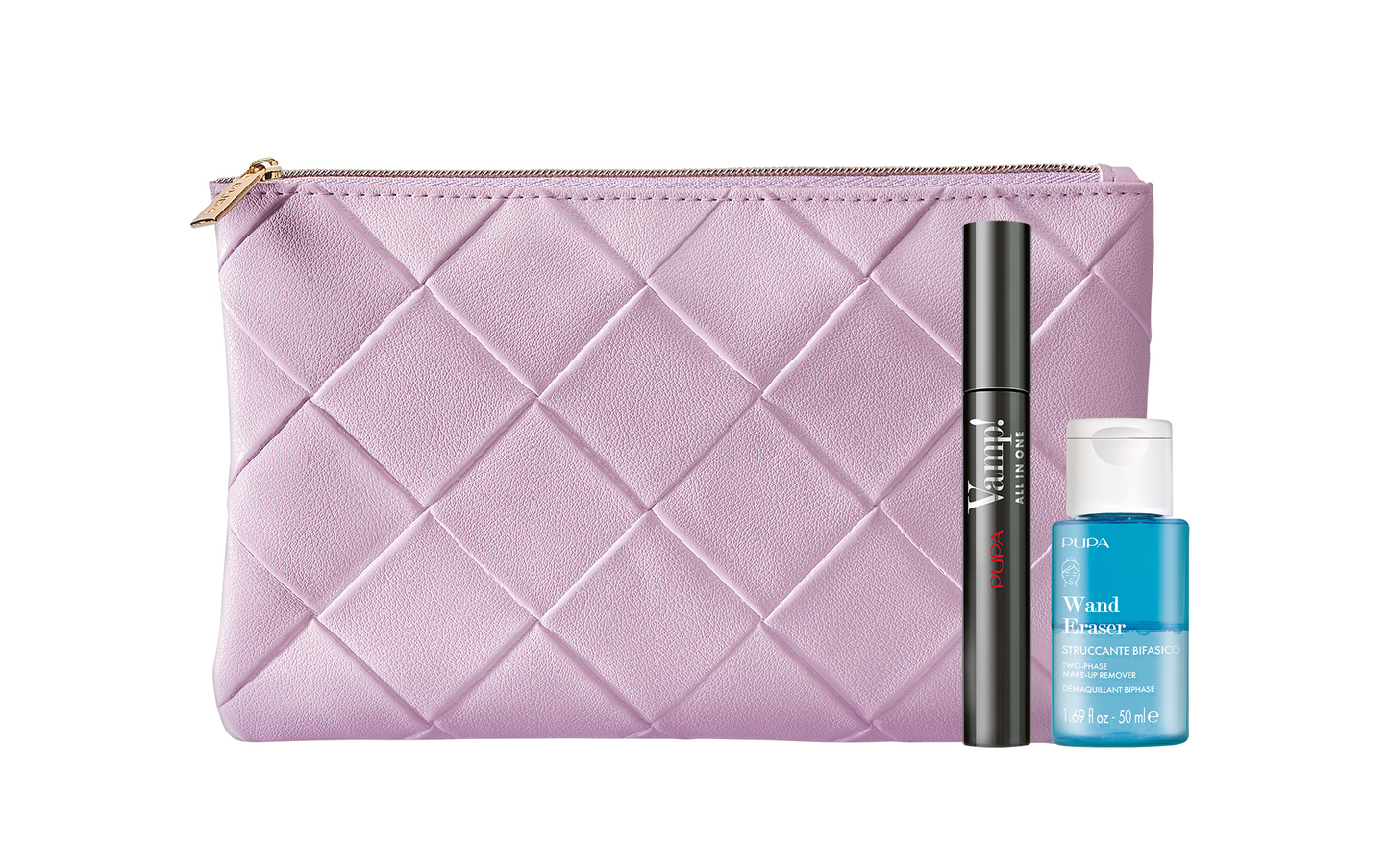 Set Pupa: Wand Eraser, Cleansing Toner, 50 ml + Vamp!, Paraben-Free, Curving, Mascara, 101, Extra Black, 9 ml