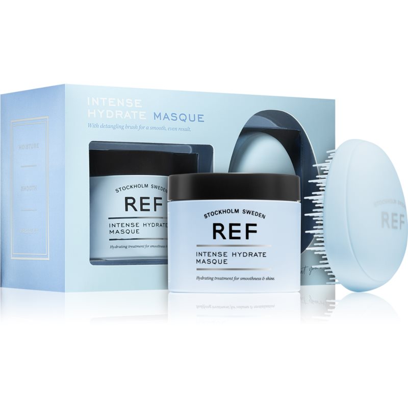 Set Ref Stockholm: Intense Hydrate, Vegan, Hair Treatment Cream Mask, For Smoothening, 250 ml + Tools, Hair Brush, Blue