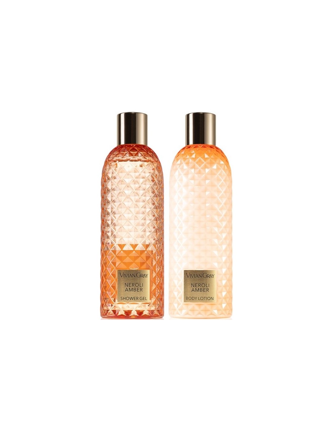 Set Vivian Gray: Gemstone, Neroli & Amber, Shower Gel, For All Skin Types, 300 ml + Gemstone, Neroli & Amber, Hydrating, Body Lotion, 300 ml