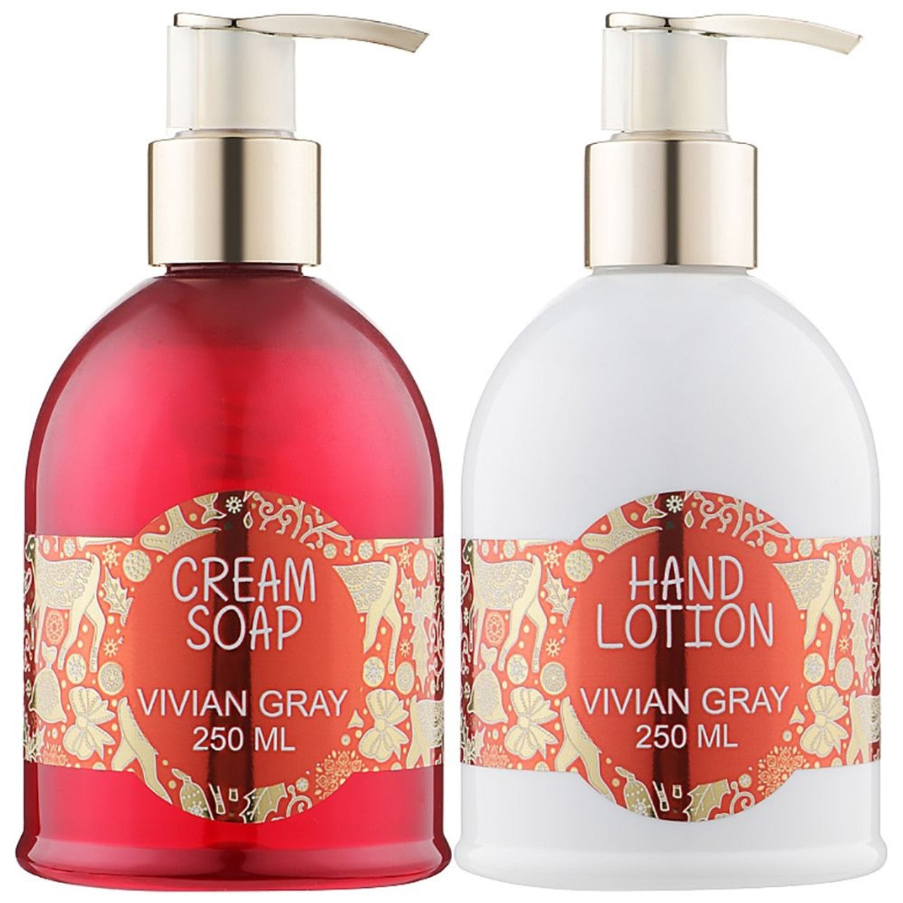 Set Vivian Gray: Red Christmas, Cleansing, Liquid Soap, 250 ml + Red Christmas, Hydrating, Hand Cream, 250 ml