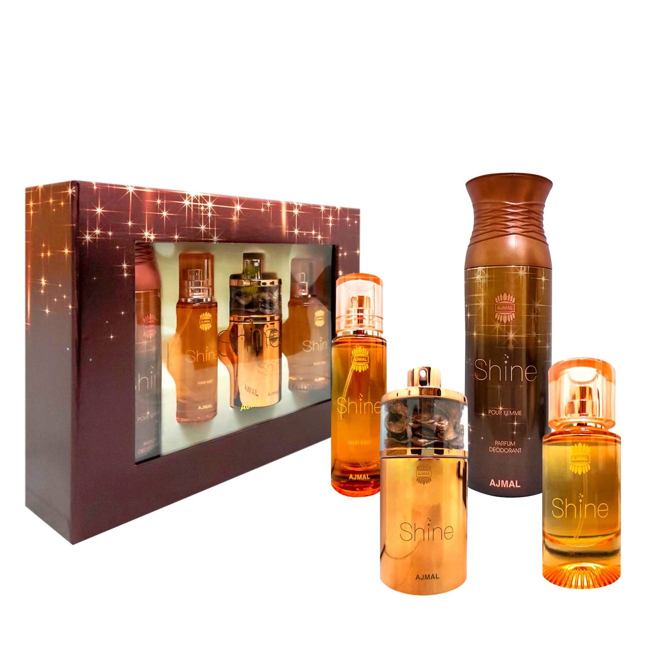 Shine Set Ajmal: Shine, Eau De Parfum, For Women, 75 ml + Shine, Perfumed, Day & Night, Body Lotion, 100 ml + Shine, Hai