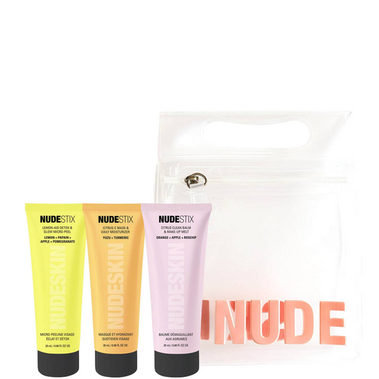 3-Step Citrus Renew Set Nudestix: Lemon-Aid Detox & Glow, Paraben-Free, Anti-Dullnes, Peeling Lotion, 20 ml + Nudeskin Citrus-C, Moisturizing, Cream Mask, For Face, 20 ml + Nudeskin, Citrus, Cleansing Balm, For Face, 20 ml