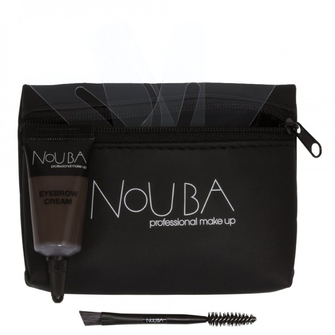 25 Set Nouba: Nouba, Eyebrow Brush + Nouba, Eyebrow Gel, 7 ml + Textile Makeup Bag, Black