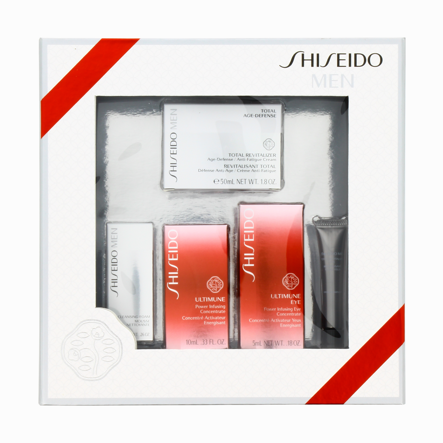 Gift Box Set Shiseido: Men, Cleansing, Cleansing Foam, 7 ml + Men, Anti-Ageing, Day & Night, Cream, For Face, 50 ml + Ul