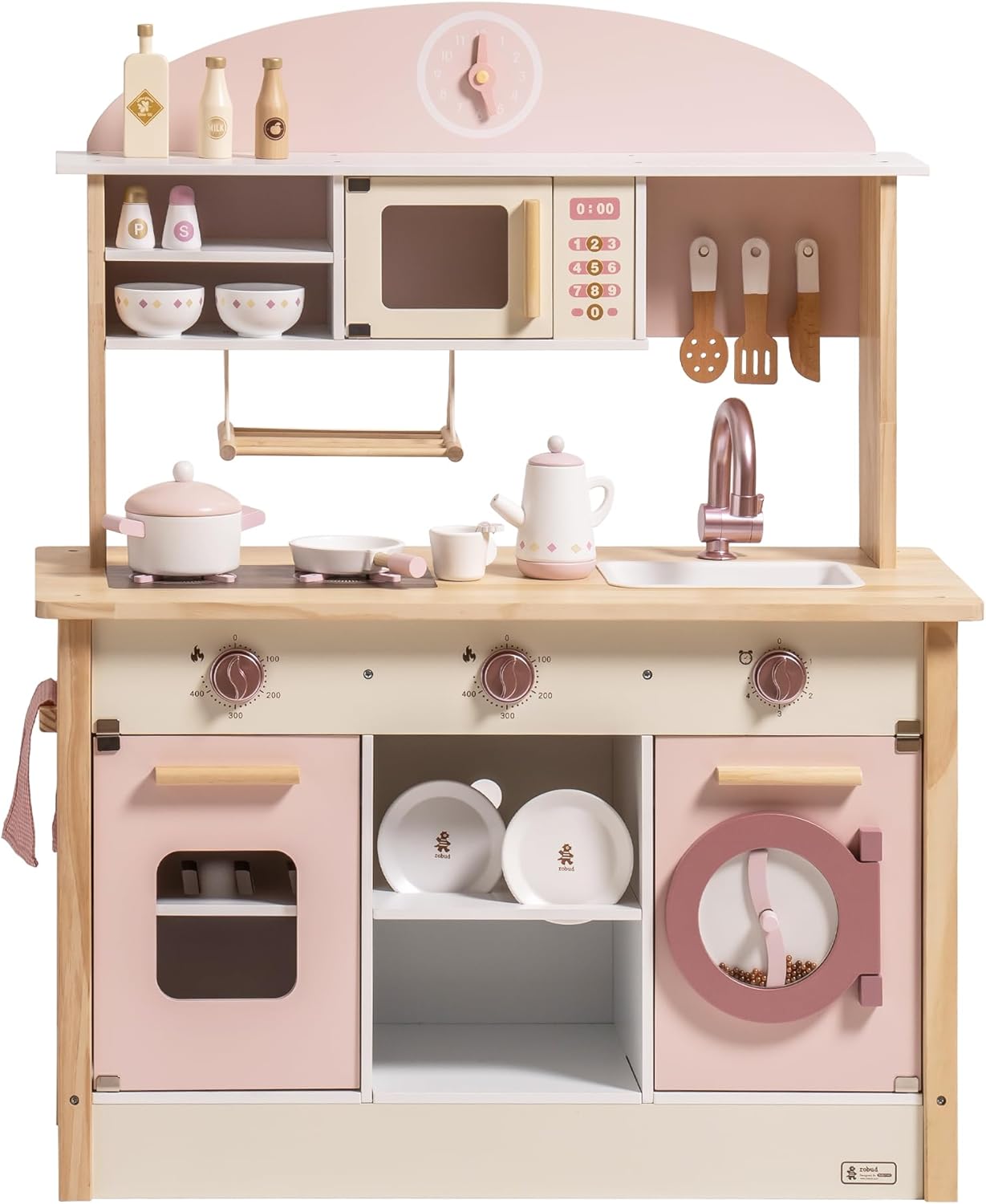 ROBUD Play Kitchen for Kids Toddlers, Wooden Play Kitchen WCF23