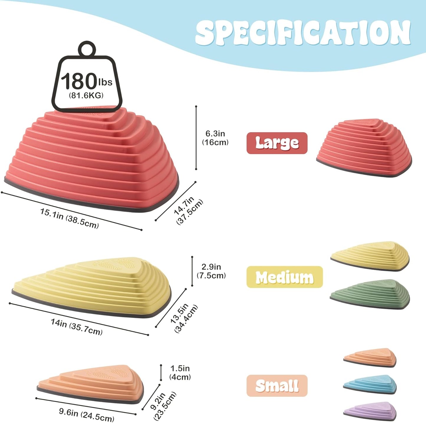 ROBUD Balance Non-Slip Stepping Stones for Kids & Toddlers 6 Piece Set