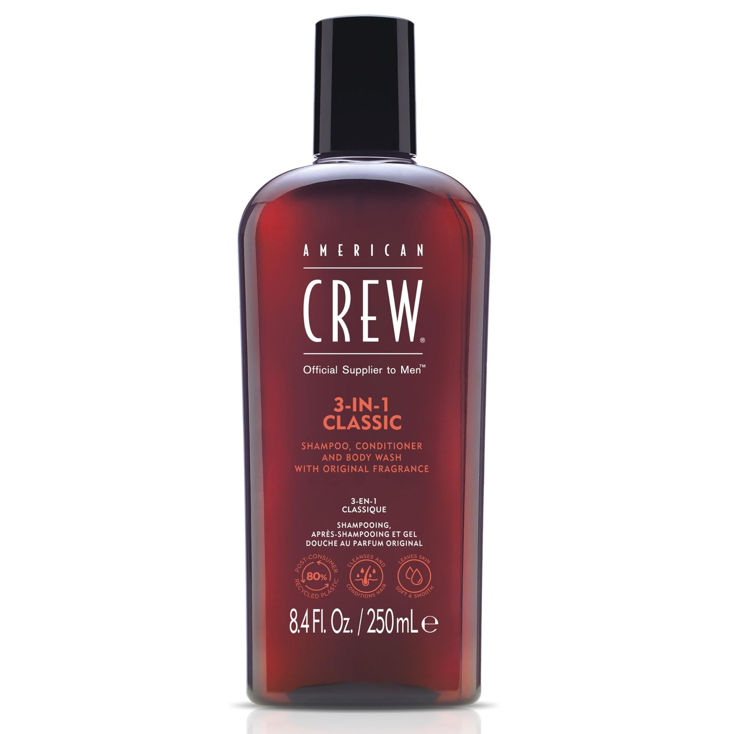 American Crew, 3-In-1 Classic, Hair Shampoo, Conditioner & Shower Gel 3-In-1, For Hydration, 450 ml