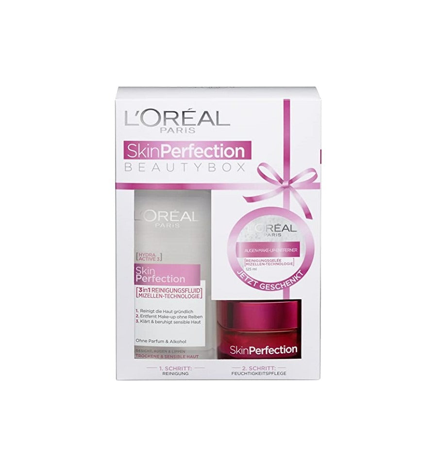 Beautybox Set L'Oreal Paris: Skin Perfection, Cleansing, Fluid, For Face, 200 ml + Skin Perfection, Cleansing, Cleansing Gel, For Face, 125 ml + Skin Perfection, Cleansing, Day, Cream, For Face, 50 ml