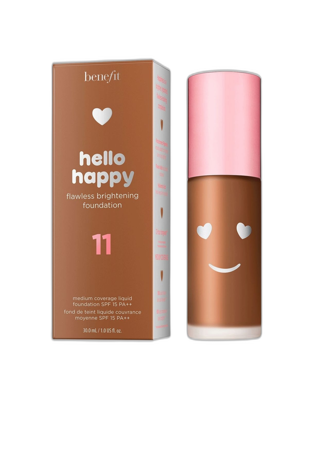 Benefit, Hello Happy, Brightening, Liquid Foundation, 11, Dark Neutral, SPF 15, 30 ml