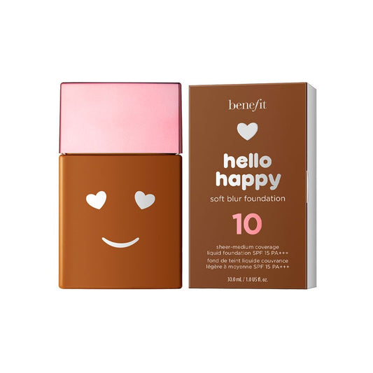 Benefit, Hello Happy Soft Blur, Matte Finish, Liquid Foundation, 10, Deep Warm, SPF 15, 30 ml