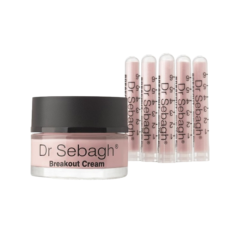 Breakout Set Dr Sebagh: Breakout, Anti-Acnee, Powder Tubes, 5 pcs, 1.95 g + Breakout, Calming, Day, Cream, For Face, 50 ml