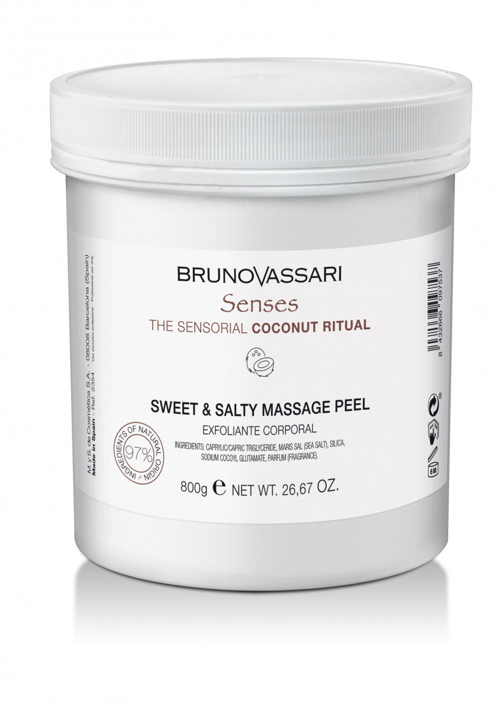 Bruno Vassari, Senses, Coconut Oil, Exfoliating Gel, 650 ml