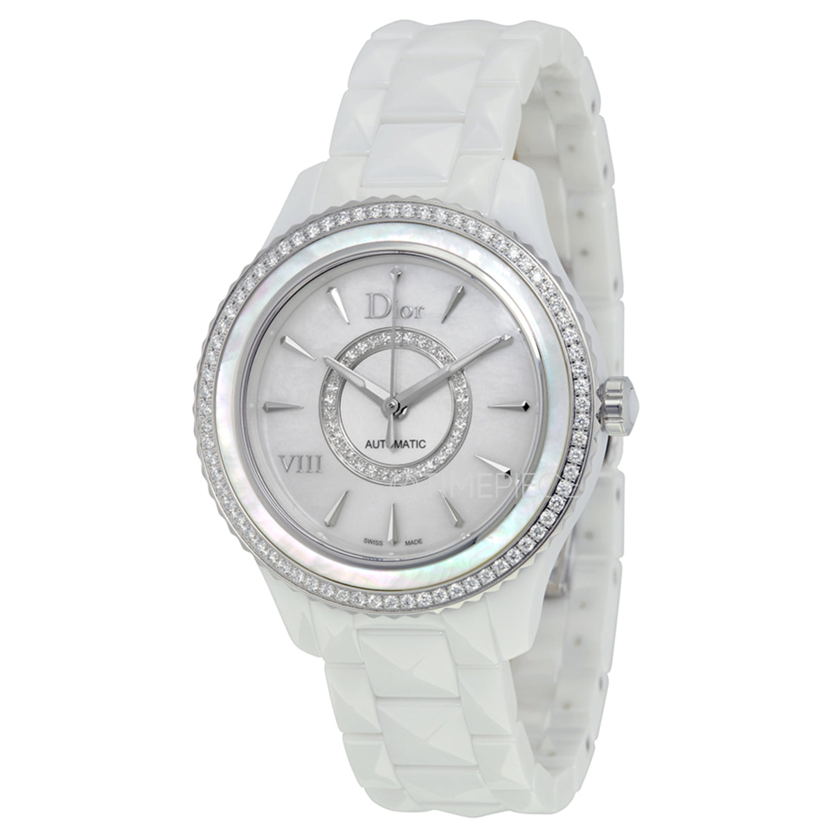 Christian Dior, VII, Quartz Ceramic Strap Watch, White, 38 mm, For Women